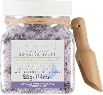 Sunday Rain Sleep Easy Luxury Relaxing Soothing Bath Soaking Salts, Vegan and Cruelty-Free, Lavender and Cedarwood, 500g