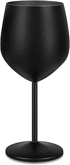 Lifecapido Stainless Steel Wine Glasses, 18oz Stainless Steel Stem Wine Goblets, Stemmed Metal Wine Glasses with Cup Brush for Party Office Anniversary, Great for Red White Wine (Black)