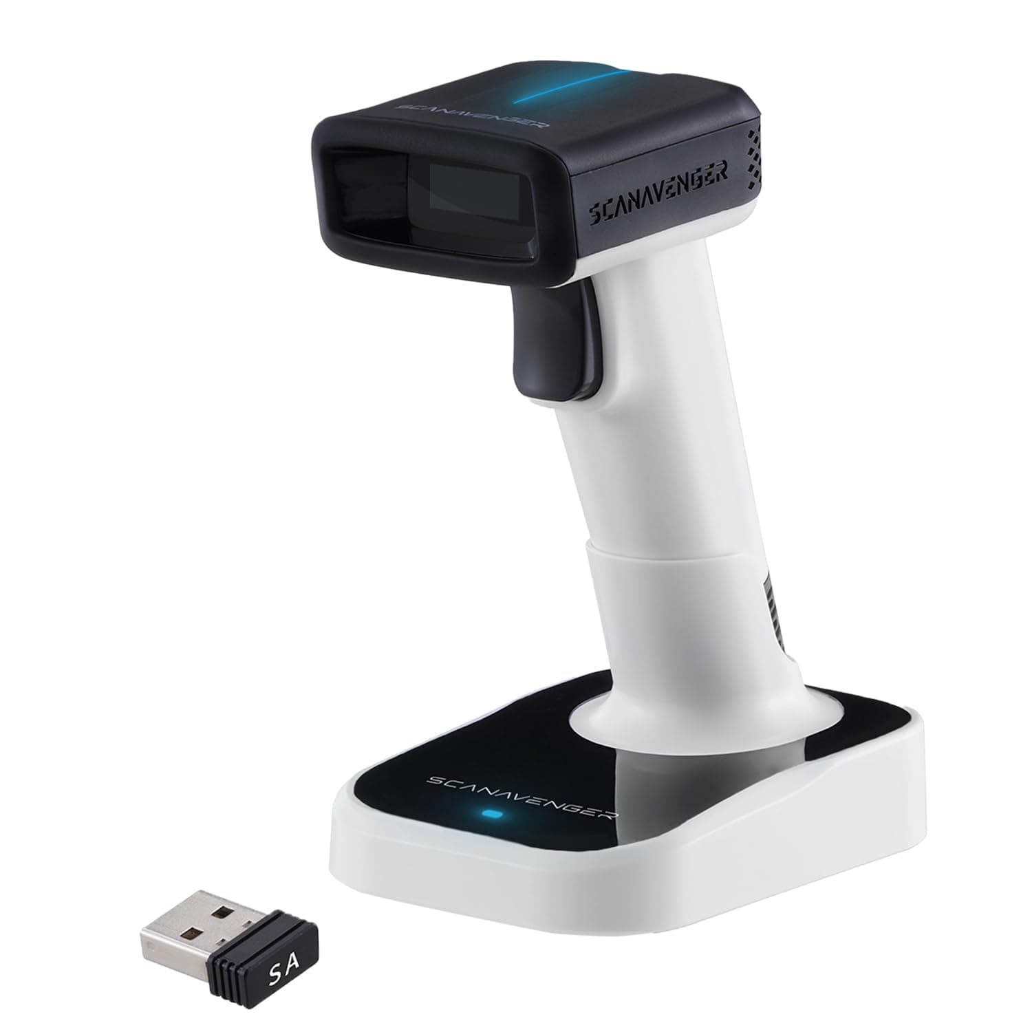 Wireless Portable 1D&2D with Stand Bluetooth Barcode Scanner: Hand Scanner 3-in-1, Cordless, Rechargeable Scan Gun for Inventory - USB Bar Code/QR Reader (1D&2D Upgraded Next Gen Stand)