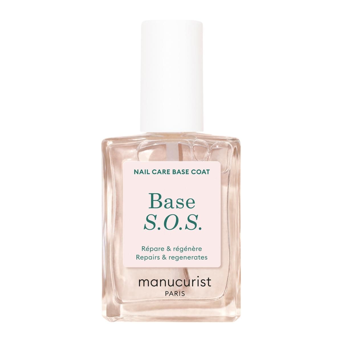 S.O.S. Base Coat - Enriched with Vitamins C and B5 - Nail Fortifier - Repairs and Strengthens - Care for Very Damaged Nails - Vegan, Up to 78% Plant-Based - Made in France - 15 ml
