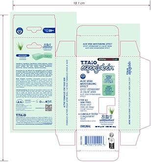 T.Taio Esponjabon Aloe Vera Soap Sponge - Gentle Shower Scrubber - Cleaning Bath Wash Scrub - Dirt & Oil Removal - Massage & Lather Foot, Elbow, & Face - Bathroom Accessories - Fresh Aloe Vera Scent