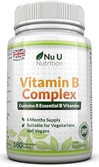 Vitamin B Complex High Strength - 180 Vegan Tablets - 6 Month Supply - Contains All 8 B Vitamins in 1 Tablet - Vitamins B1, B2, B3, B5, B6, B12, Biotin & Folic Acid - Nu U Nutrition