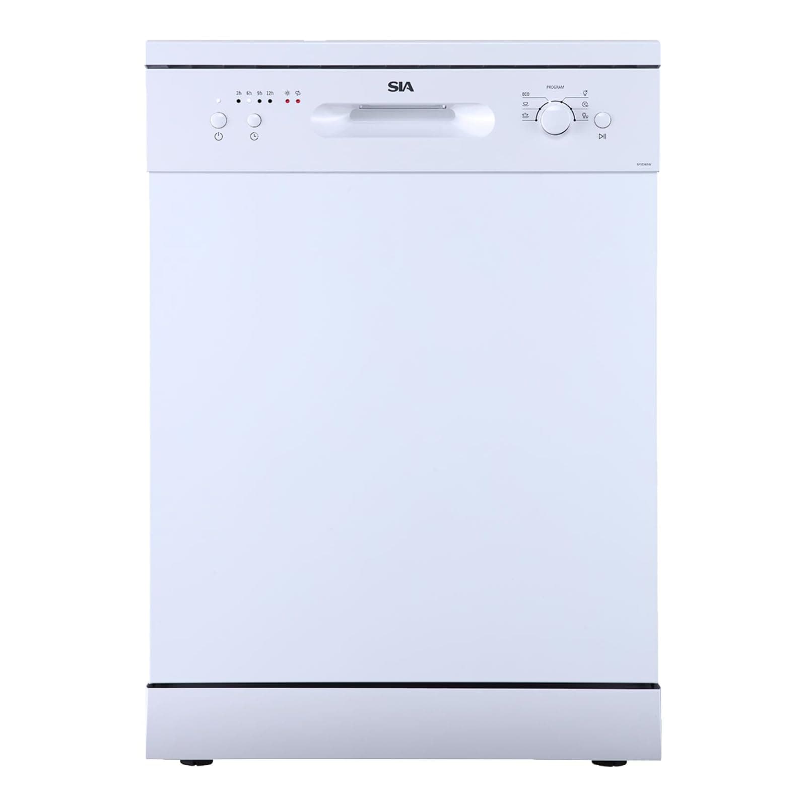 SIA SFSD60W Freestanding Dishwasher, 12 Place Settings, 6 Program Settings, 30 Minute Quick Wash, White