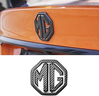 Car Badges for MG ZS EV | 2019-2021,Replace Emblem Logo Sticker Car Emblem Badge 3D Decoration Sticker for Steering Wheel/Bonnet Front and Rear and Trunk Logo,Carbon fiber/rear logo