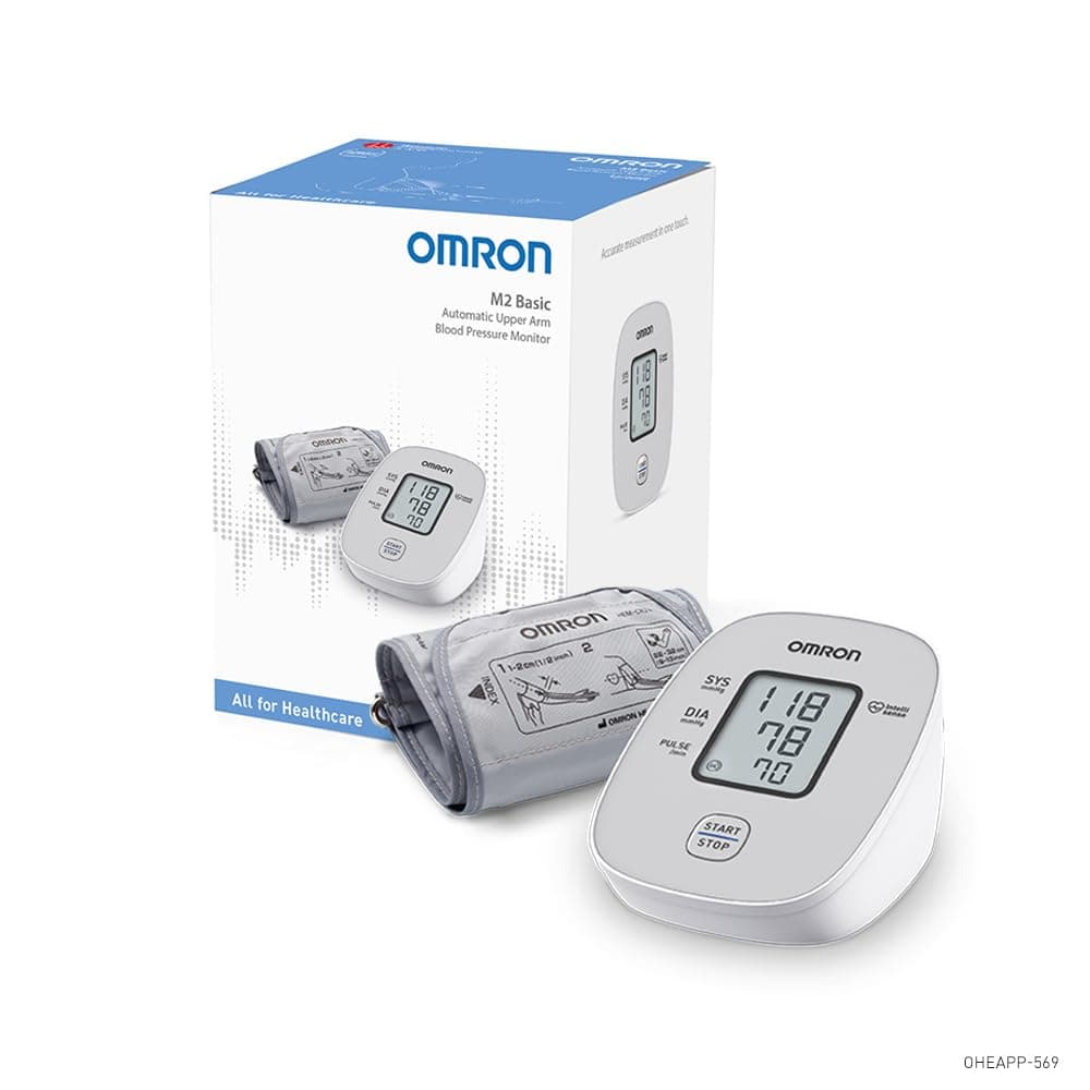 OMRON M2 Basic Automatic Blood Pressure Monitor Upper Arm, Clinically Validated Home BP Machine, Compatible with Small Kids to Adults Large Cuffs Size 17-42 cm, Cuff Wrapping Guide 5 Year Guarantee