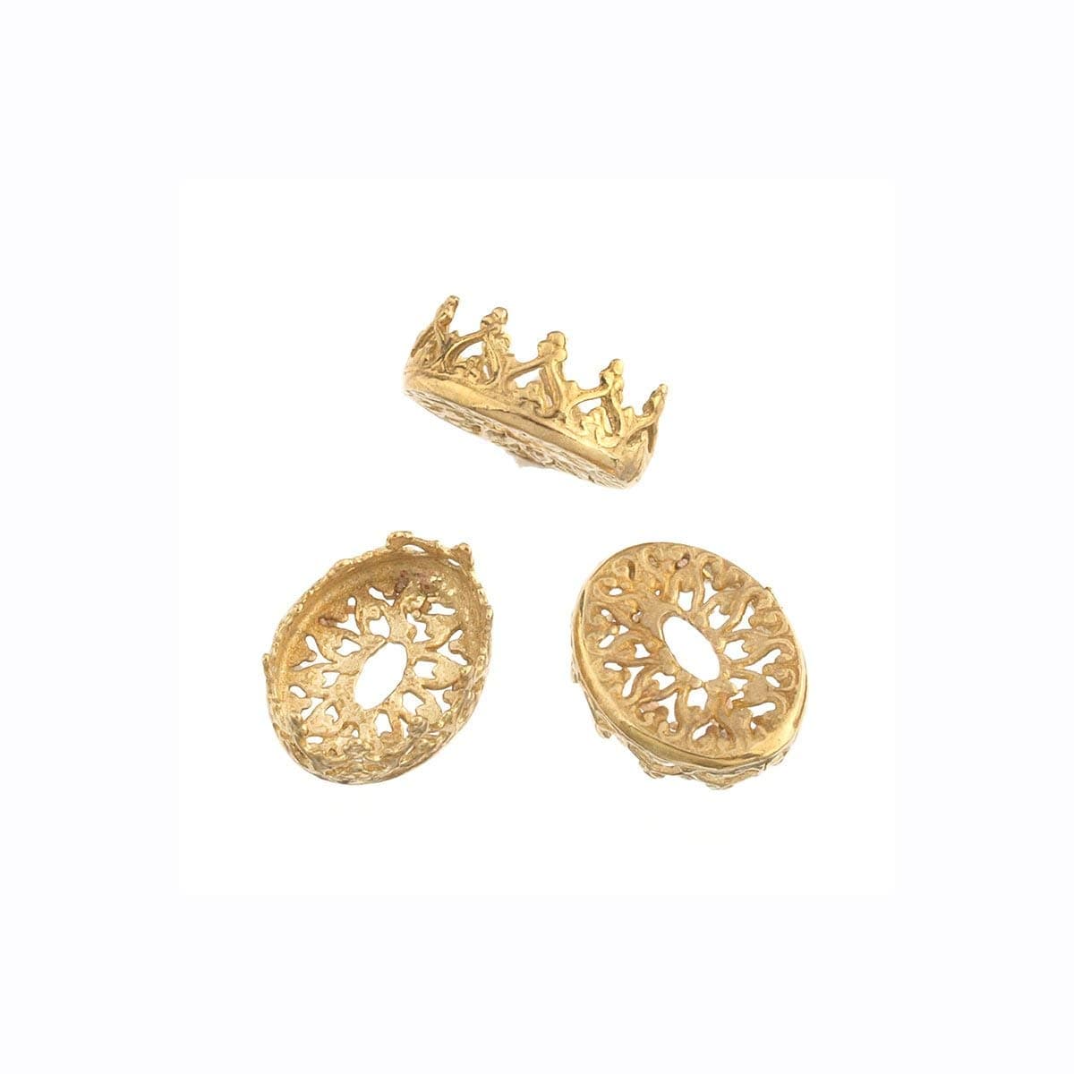 Rashbel Bezel Blank Base Setting 10 Pack DIY Unique Oval Bezel Cup Open Frame Cap Settings Brass 8x10 Mm Findings Pendant Earring Ring 361