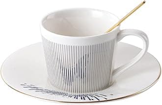 Mirror Cups and Saucers, Mirror Reflection coffee mug, Ceramic Coffee Mug with Saucer Set, Tea Cups and Saucers Sets for Women Wedding Party Afternoon Tea (Silver butterfly)