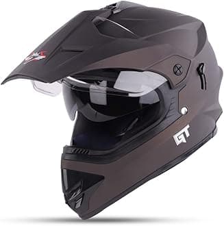 Steelbird GT Off Road ISI Certified Motocross Double Visor Full Face Helmet Outer Clear Visor and Inner Smoke Sun Shield