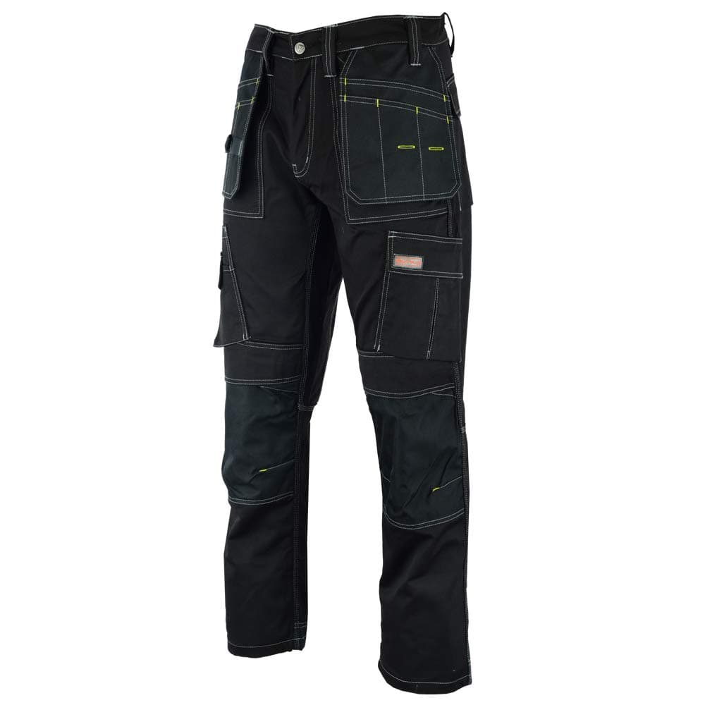 Pro Builder Black Work Trousers Men - Heavy Duty Work Pants for Men Durable Trademens Workwears - Cargo Combat Trousers Triple Stiching Multi Pocket Kneepad Pocket Size Range 28 to 48