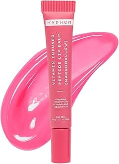 Hyphen Tinted Lip Balm - Marshmallow Pink | 1% Vitamin E, 2% Squalane & Peptides | Brightening Lip Balm for Dark Lips | 24h Moisturization & Hydration for Dry & Chapped Lips - 10 g