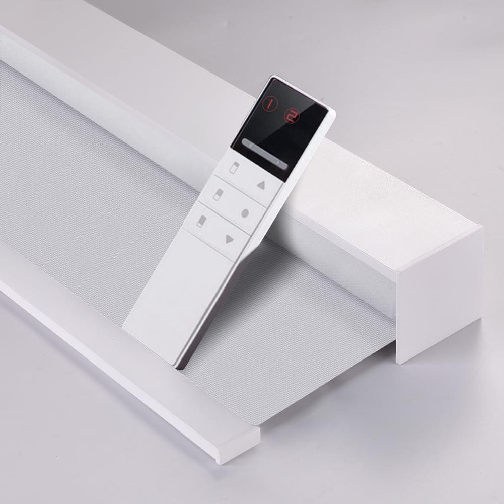 ZSHINE Motorized Blackout Window Blinds Customize Width Remote Control Rechargeable Motor Roller Shades for Windows, Home, Office, Hotel, Club, Restaurant(82026E)