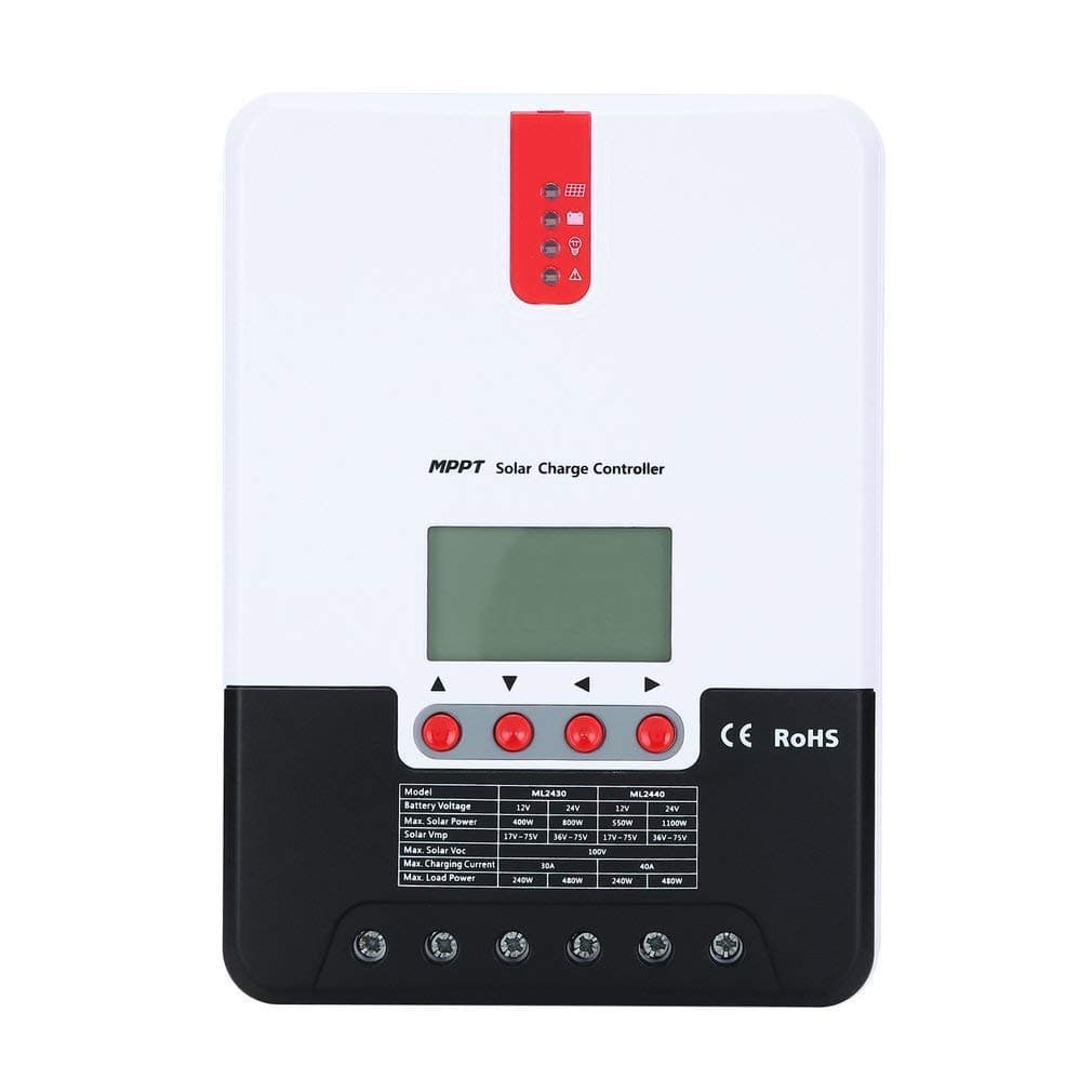 vFound 30A MPPT Solar Charge Controller 12V/24V Automatically Identifying System Voltage Solar Panel for Intelligent Regulator with LCD Display（30A）