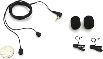 NEW! Miniature Binaural High Sensitivity Microphones with black cables and right-angle plug (removable clips and windscreens included) - Made in USA