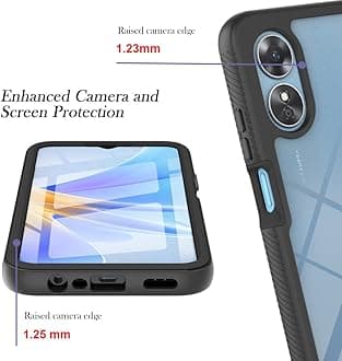 Oppo A17 Case with Built-in Screen Protector, 360 Full Body Protective Cover Heavy Duty Anti-Scratch Shockproof Slim Silicone Bumper Clear Phone Case for Oppo A17, Black