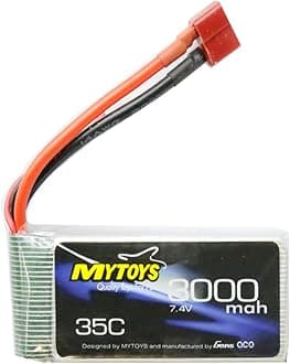 Mytoys Lipo Battery 2S 7.4V 3000mah 35C Rechargeable Battery with T Plug for RC Drone Car Boat Helicopter Airplane (3000mAh)