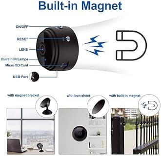 Colorsole® Mini Wireless WiFi Security Camera | HD 1080p Indoor Video Recorder with Low Light Vision | Portable & Magnetic | Home, Office, and Baby Monitor, with 8GB SD Card, Pack of 2