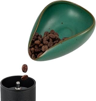 watchget Coffee Bean Cup Ceramic Coffee Bean Measuring Cup Pottery Measuring Tray Coffee Powder Container Dark Green