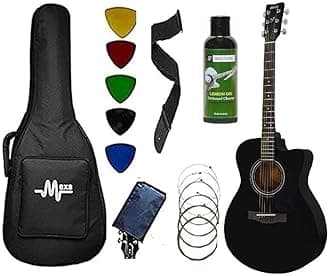 Yamaha Fs80C Acoustic Guitar Cutaway Concert Body With Mexa Guitar Bag, Guitar Belt, String Set & Plectrums.(Bk) - Basswood