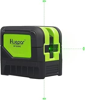 Huepar 9300G 3-Points Laser Level, Self-Leveling Green Laser Level with Plumb Points for Soldering and Points Reference Positioning, 60m Working Range, Floor Stand, Magnetic Bracket Included