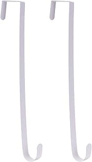 15" Wreath Hanger for Front Door Christmas Decoration Metal Over The Door Single Hook, White (2)