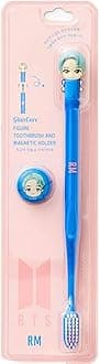 BTS Goods Kid [Bts Official Merchandise] Fans Gift-K-Pop Idols Goods-Bts Character Figure Manual Toothbrush With Convenient Magnetic Holder (Rm), 1 Piece,Blue