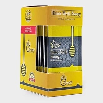 Rhino Myth for Extra Strong Men - Natural Honey Herbal Blend Paste for Active Men Instant Effect - 12 Sachet Turkish Raw Honey- Royal Paste Great Honey