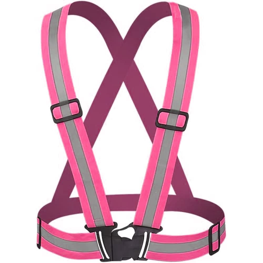 Reflective Vest with Hi Vis Bands, Fully Adjustable & Multi-Purpose: Running, Cycling, Motorcycle Safety, Dog Walking - High Visibility Pink 1PCS