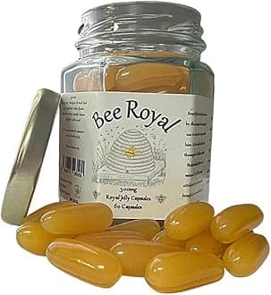 Bee Royal - 60 Royal Jelly Capsules of 500mg 100% Fresh Queen's Jelly NOT Freeze Dried Extract - Supports Immune System, Fertility, Energy Management, Reduces Tiredness & Fatigue (500mg / 60 caps)