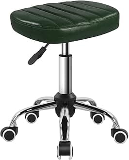 Minimalist Square Swivel Stool with Wheel Perfect for Work SPA Shop Massage Height-Adjustable and Cost-Effective Rolling Stool Chair (Green)