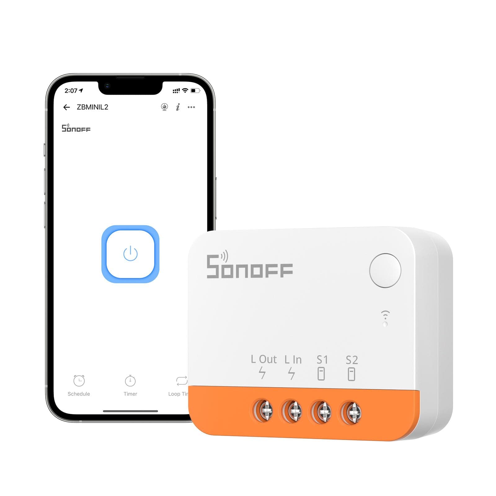 No Neutral Wire Required, SONOFF ZBMINIL2 Zigbee Smart Light Switch (2 Way), Works with Alexa, SmartThings Hub, Google Home&SONOFF ZBBridge-P, ZigBee Hub Required