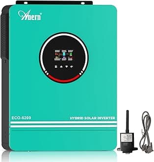 6200W Hybrid Solar Inverter 48V DC to 220-240VAC, Off Grid Pure Sine Wave Solar Inverter Built-in 120A MPPT Solar Charge Controller, 2AC Output Can Work Without Battery
