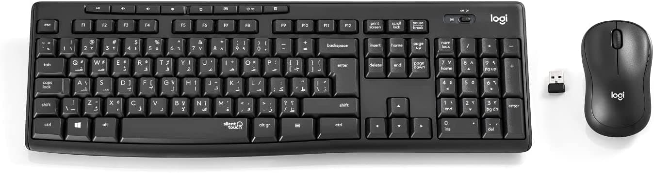 MK295 Silent Wireless Mouse & Keyboard Combo with SilentTouch Technology, Full Numpad, Advanced Optical Tracking, Lag-Free Wireless, 90% Less Noise, AR Keyboard - Graphite