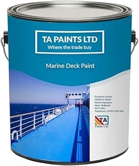 T A Paints Ltd Marine Boat Deck Paint - Suitable for Metal, Wood & Timber - Above & Below The Waterline - Ideal for Boats, Barges & Narrowboats (1 litres, RAL 5015, Blue)