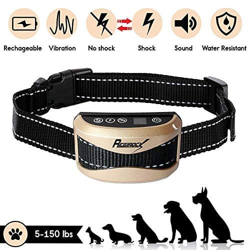REGIROCK 2019 Upgrade Version Barking Control Collar - Rechargeable & Rainproof No Bark Collar Sound, Vibration Static Shock - 7 Levels Sensitivity Small Medium Large Dog