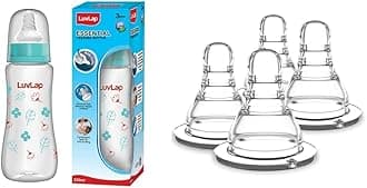 LuvLap Slim Feeding Bottle 250 ml & Slim Nipple Variable Flow, 4 Pcs
