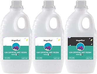 Magnifico 12H Resin | Clear UV-Resistant Epoxy Resin Art Kit (2:1), Crystal Clear, High Gloss, Protective Coating for Wood, Artwork, Furniture, Durable Finish. (3 KG)