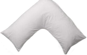 HOMES-LINENHOMES-LINEN Orthopaedic V-Shaped Pillow Extra Cushioning Support For Head, Neck & Back (White, Single V-Pillow)