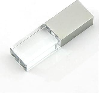 32GB USB 2.0 Flash Drive Crystal Blue LED Light Transparent Glass Clear Pen Thumb Drives Cute Mini Memory Stick Boy Girls Kids Women Men Pendrive Unique Cool Fun Novelty Sweet Wedding Photography Gift