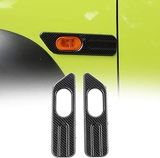 2PCS Side Turn Signal Light Cover Guard Fender Turn Signal Lamp Frame Bezel Trim Compatible with Suzuki Jimny 2019 2020 2021 2022 2023 2024 Exterior Accessories (Carbon Fiber Look-A)