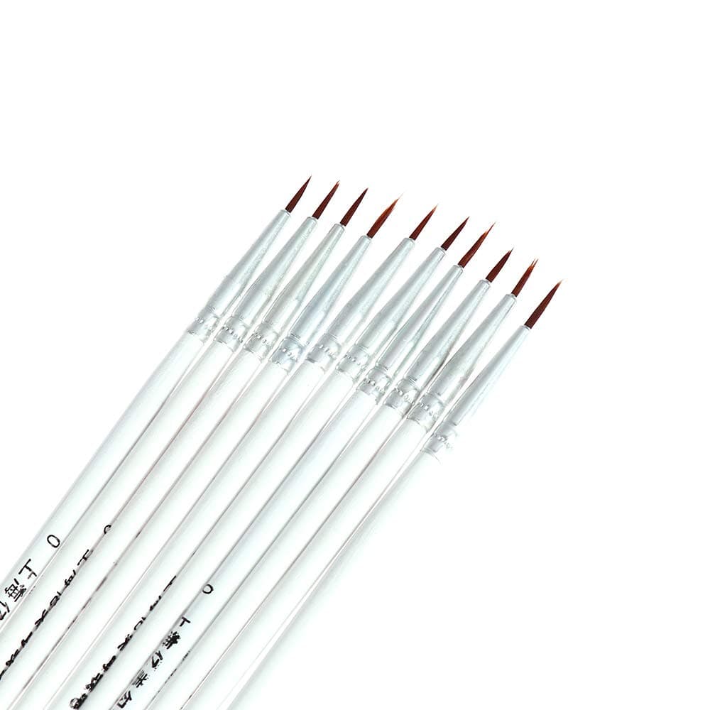 10Pcs/Set Fine Hand Painted Thin Hook Line Pen Art Supplies Drawing Art Pen Paint Brush Nylon Brush Acrylic Painting Pen (White)