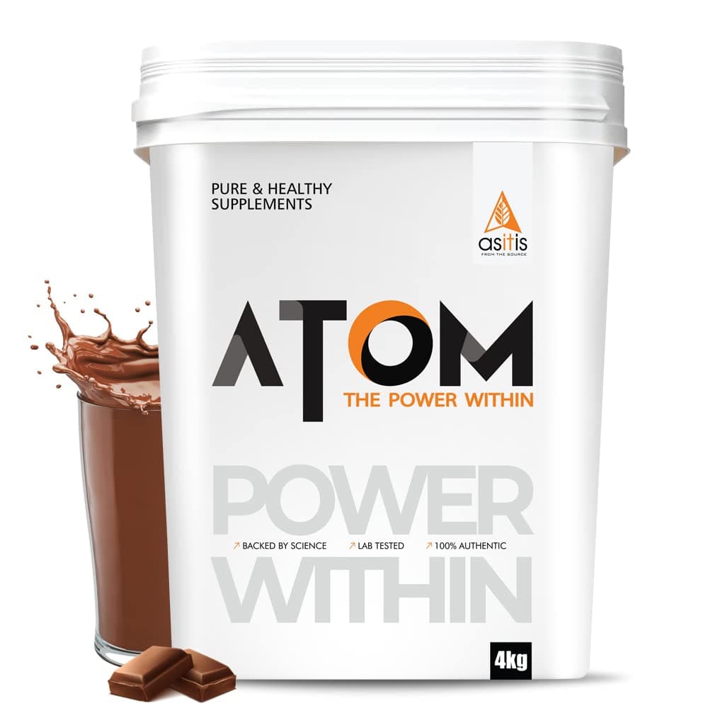 ATOM Whey Protein Isolate 4kg | 30g protein, 6.1g BCAA & 13g EAA | Ultra Pure-Fast acting Protein | Double Rich Chocolate Flavor