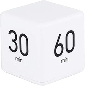 CALIDAKA Cube Timer 5, 15, 30 And 60 Minutes For Time Management (White) Kitchen Timer, Kids Timer, Workout Timer With Adjusted Volume (Not Included Batteries）