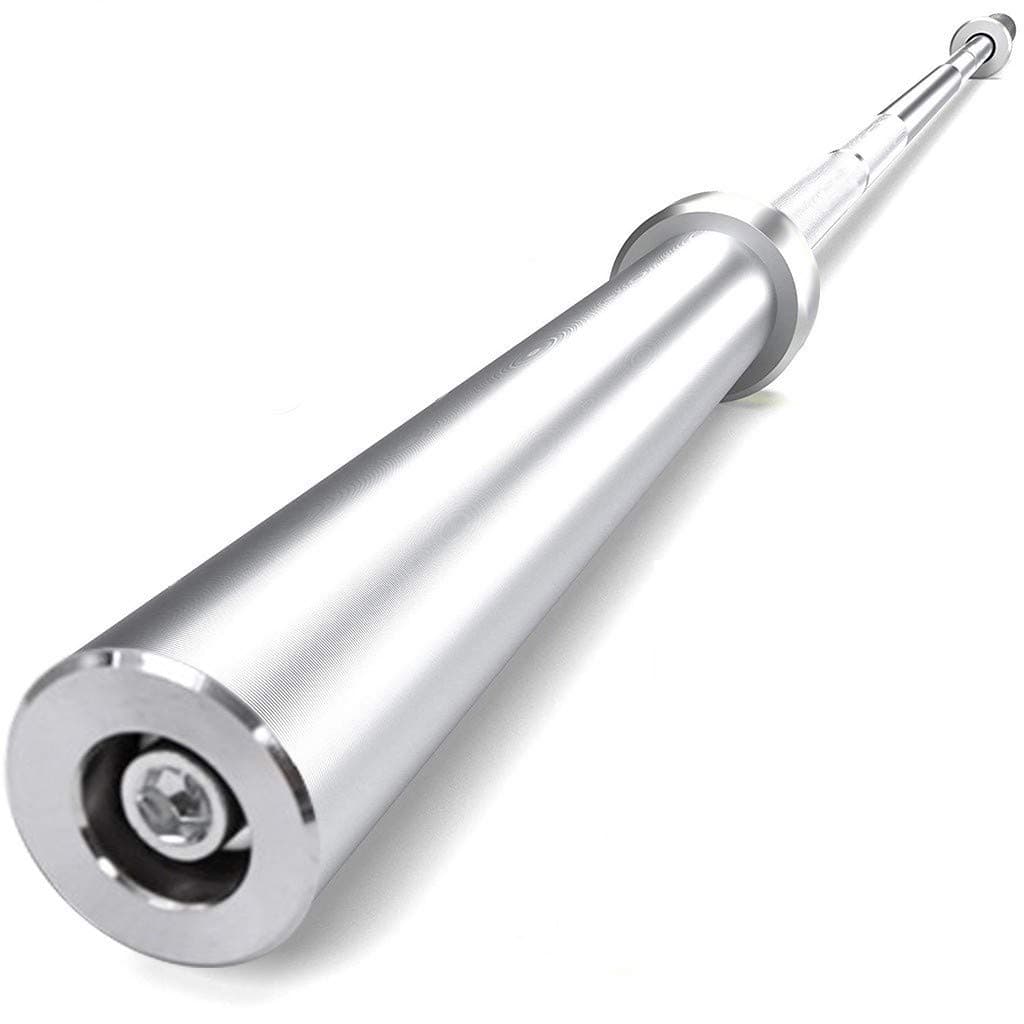 7 FT Threaded Chrome Barbell Bar, Barbell Bar Fit 2 Inch Olympic Plates, Barbell with 2 Pcs Buckle (A)