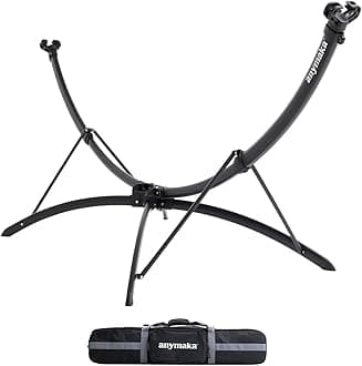 Set Up in 3 Seconds Adjustable Portable Aluminum Alloy Hammock Stand for Outside with Chair Mode & Lounge Mode up to 105'' (Hammock Stand Black)