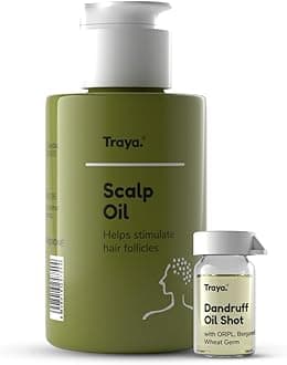 Traya Scalp Oil With Booster Oil Shots For Anti-Dandruff Treatment, Contains Coconut, Orpl, Camphor, Wheat Germ And Bergamot Essential Oil (87 Ml)