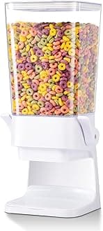 Cereal Dispenser Countertop with lids, 5L Organization and Storage Containers for Kitchen and pantry, Plastic Containers for food, Cereal, Rice, Beans, Grains, Nuts, Oatmeal, Pet food, White, 1Pc