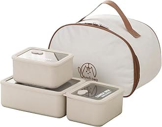 304 Stainless Steel Lunch Box, Visible Leak-proof Lunch Box Containers, Set of 4 mit Isoliertasche (1×41OZ, 2×21OZ), for Dining Out and Work, Dishwasher Safe, Off White