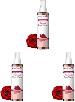 WishCare® 100% Pure & Natural Rose Water - For Skin, Face & Hair - Steam Distilled - Kannauj Gulab Jal - Spray Skin Toner - Free From Paraben, Alcohol & Chemicals - 200 ml (Pack of 3)