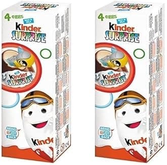 Kinders Surprise Milk Chocolate Egg Lined With a Layer Of Sweet Milk-Flavoured Cream, Contains a Small Surprise Toy 4 Count, Pack of 2