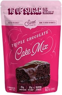 Keto Baking Mix - Triple Chocolate Cake - Gluten-Free - Dairy Free - Diabetic-Friendly - High Protein - Allulose - Stevia - Low Sugar - Low Carb - Quick 20-Minute Prep (1-2G Carbs Per Serving)